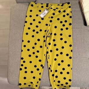 NWT MxM Matthildur Cotton Yellow Polka Dot Women's Cropped Leggings
